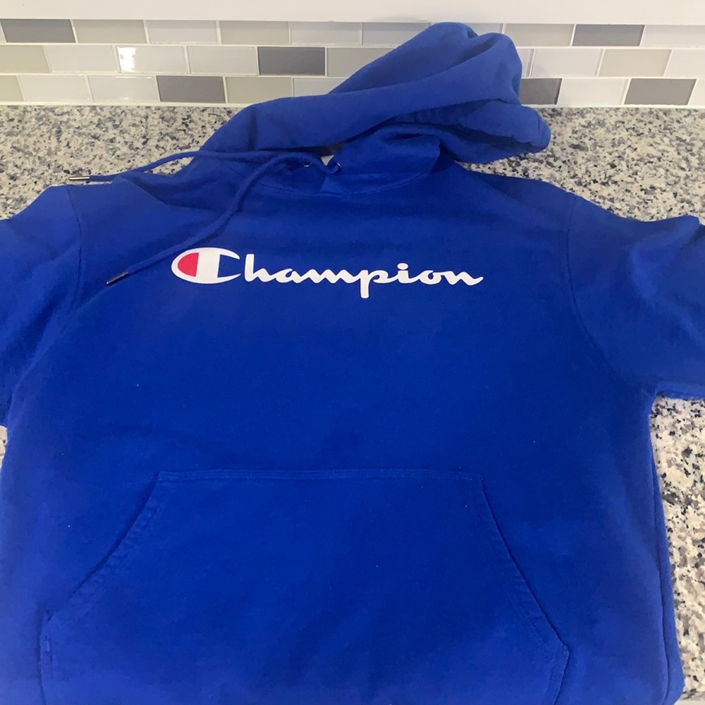 Champion men’s blue hoodie size medium